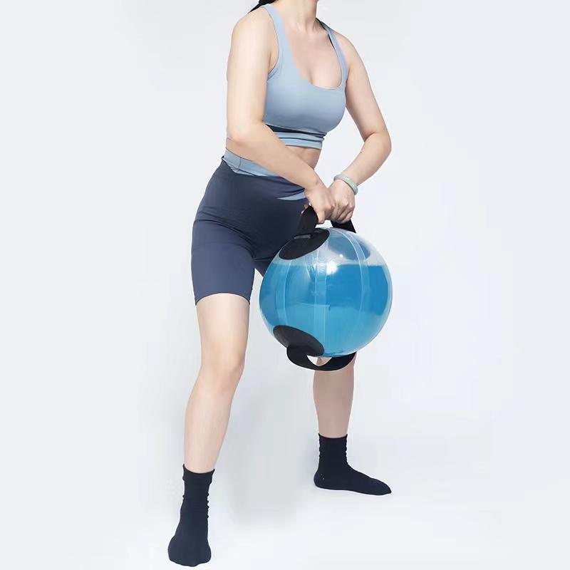 運動水球球形水袋フィットネス水球透明ベルト取っ手ボールクロワッサン空気入り灌水